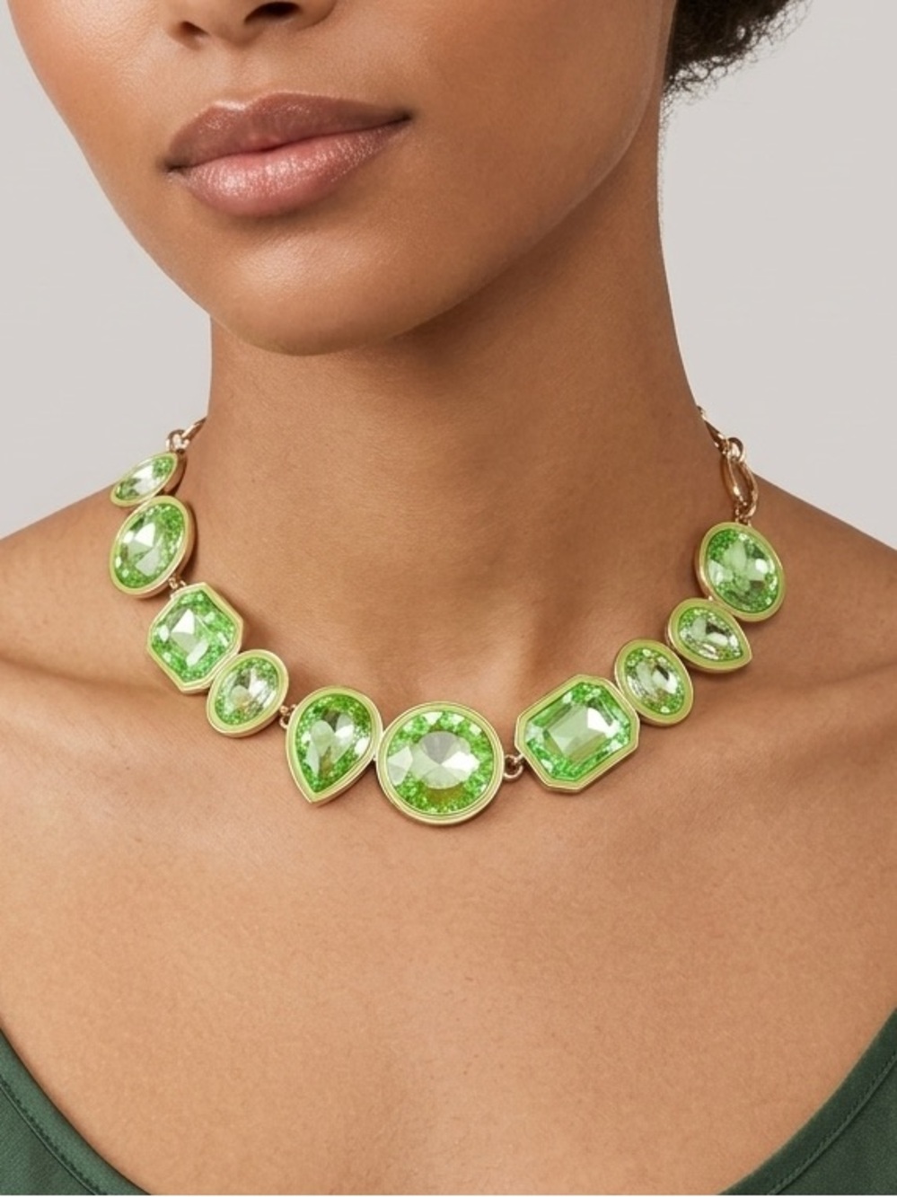 Urban Outfitters Bold Lime Green Statement Gemstone Necklace